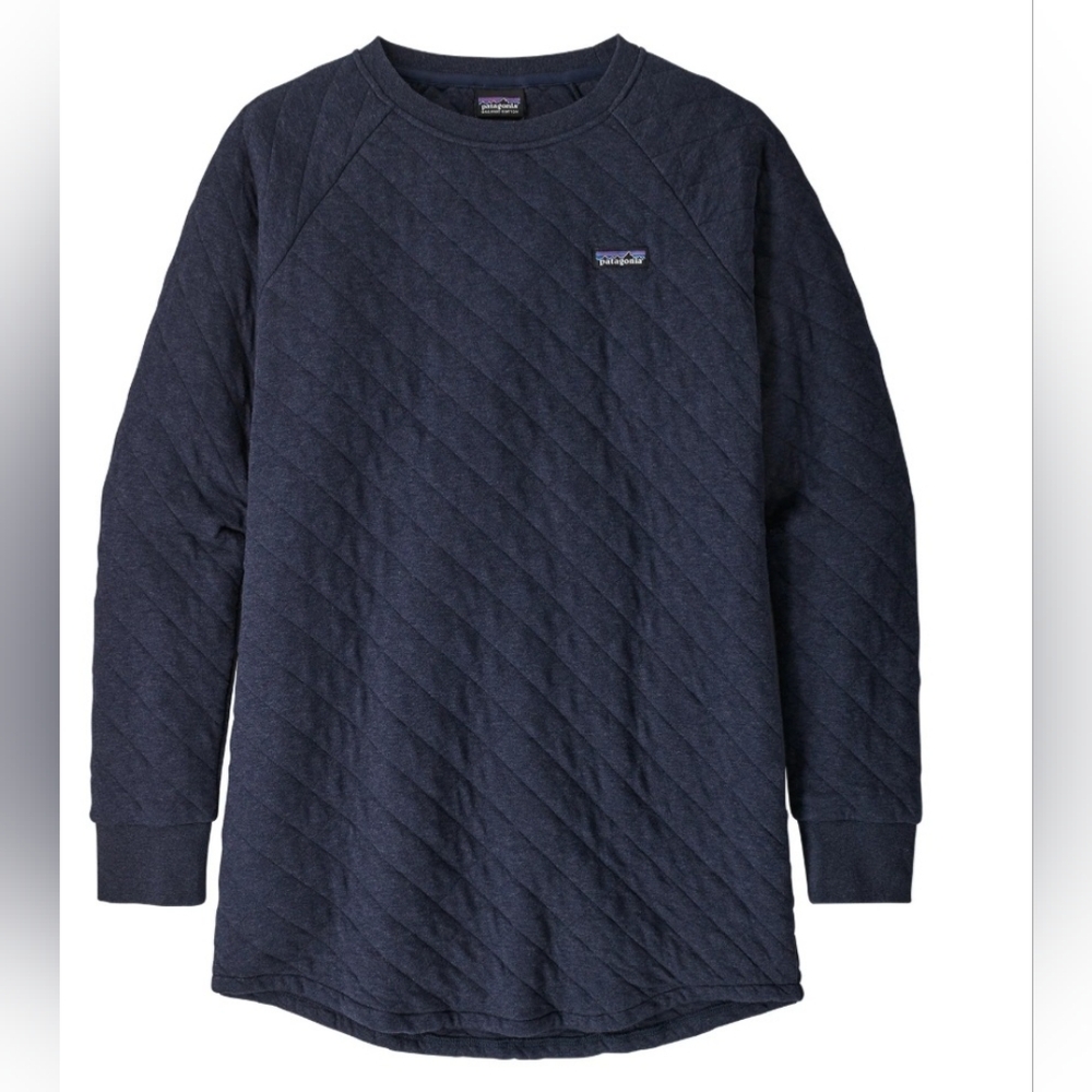Patagonia Womens Small quilted tunic sweatshirt navy blue retro sweater